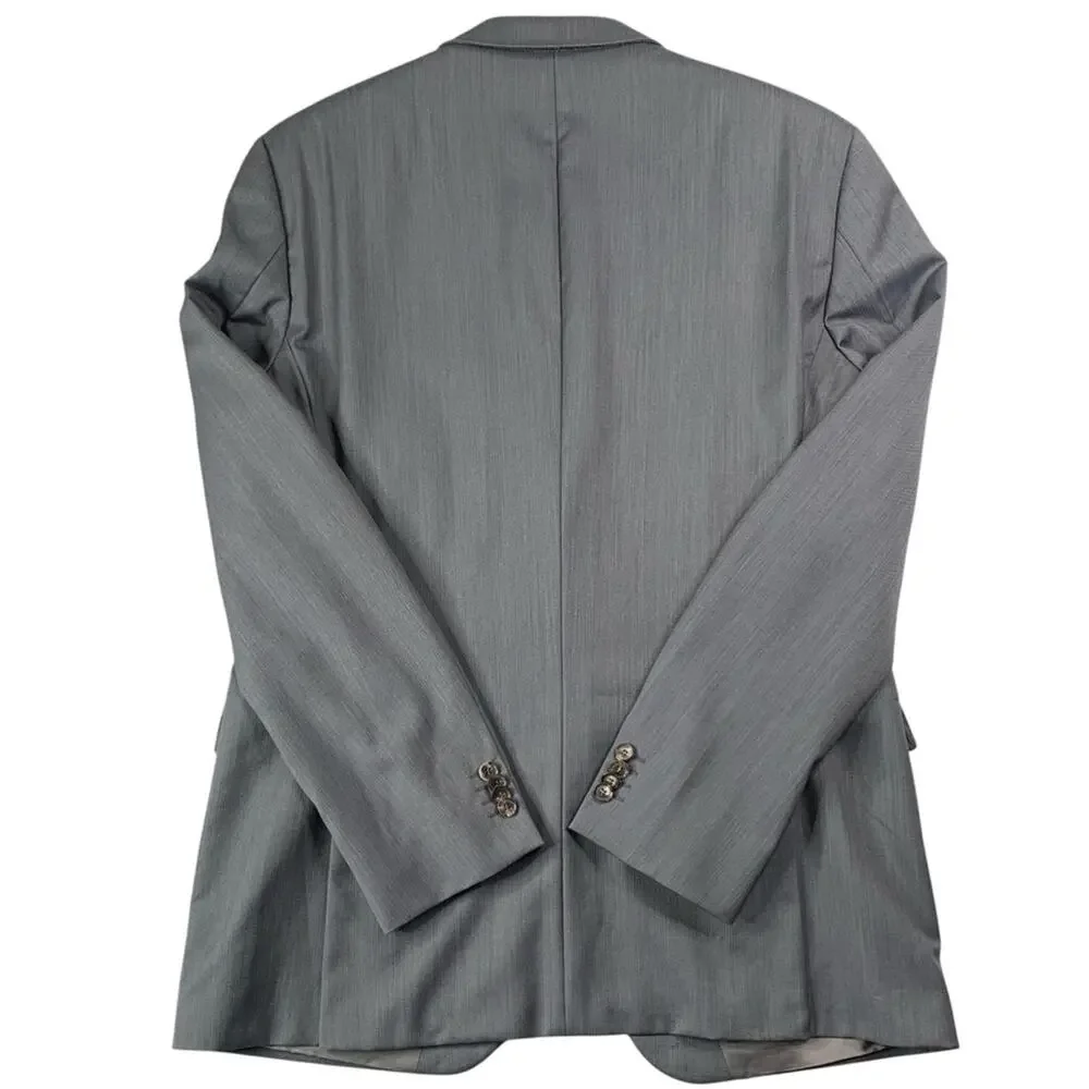 Boss Hugo Boss Grand Central Sport Coat 44L Gray Textured Wool Jacket Blazer